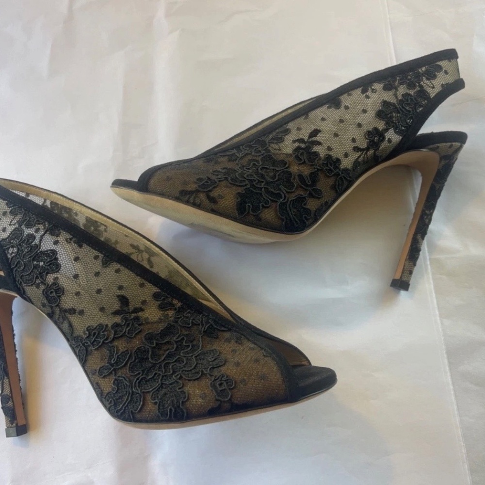 $1100 JIMMY CHOO SHAR SUPER SEXY FLORAL LACE Slingback HEELS SHOES 39.5/38.5 - Picture 3 of 10